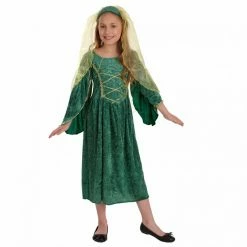 Kids Green Medieval Princess Costume