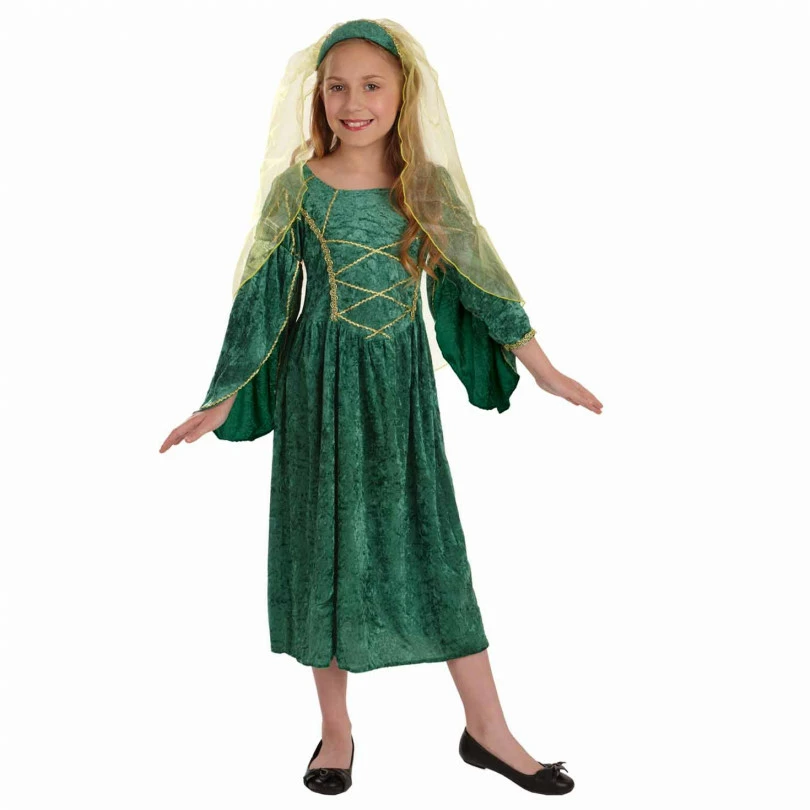 Kids Green Medieval Princess Costume 3 Kids Green Medieval Princess Costume