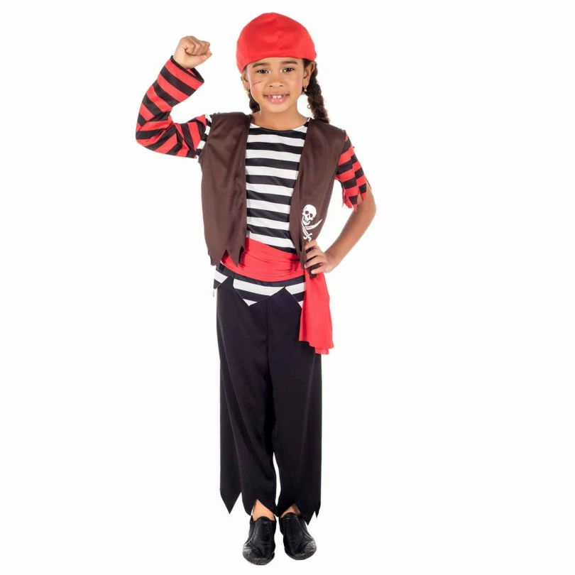 Kids Red & Black Pirate Costume 3 Kids Red & Black Pirate Costume
