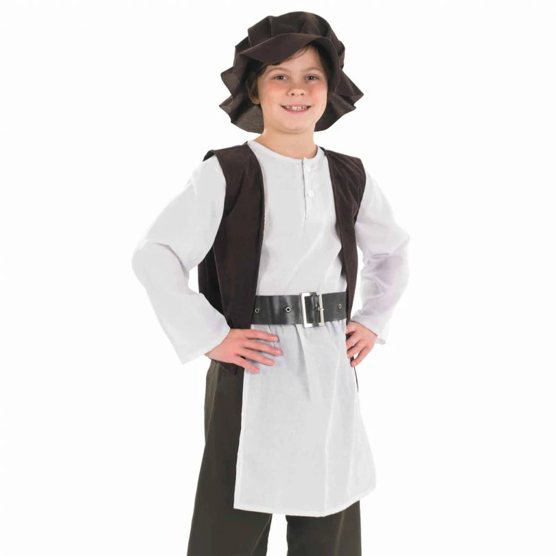 Kids Deluxe Brown Tudor Boy Costume 4 Kids Deluxe Brown Tudor Boy Costume - Image 2