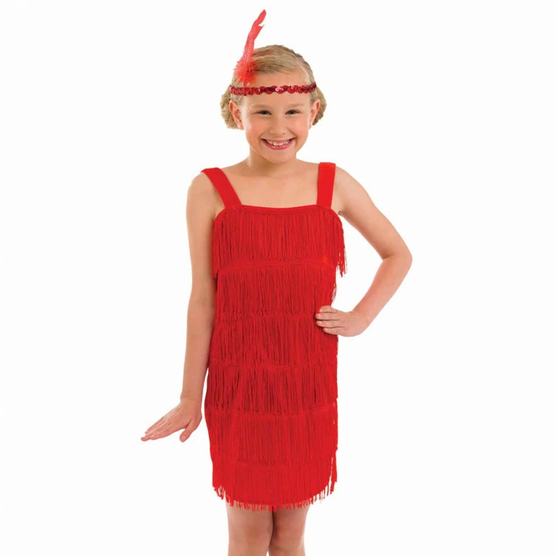 Kids 20s Red Flapper Dress Costume 4 Kids 20s Red Flapper Dress Costume - Image 2