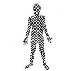 Kids Black And White Check Morphsuit