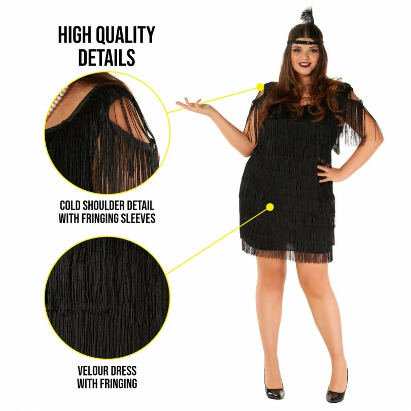 Womens 1920s Black Flapper Dress 8 Womens 1920s Black Flapper Dress - Image 6