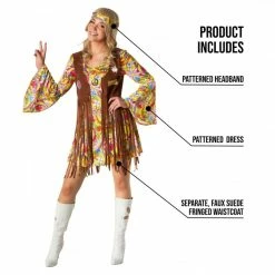 Womens Yellow Hippie Costume Dress -Morphsuits Sales Shop 887513099147.pt01