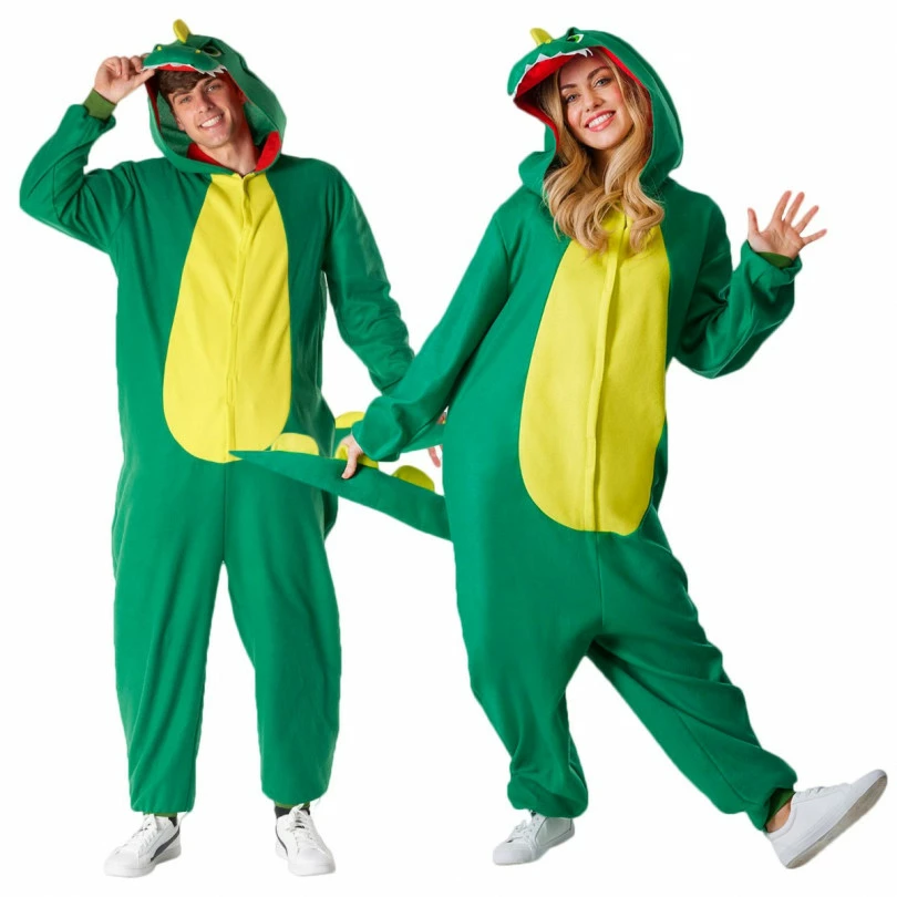 Mens Green Dinosaur Onesie Costume 4 Mens Green Dinosaur Onesie Costume - Image 2