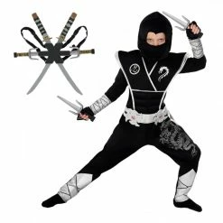 Kids Black And Silver Dragon Ninja Costume