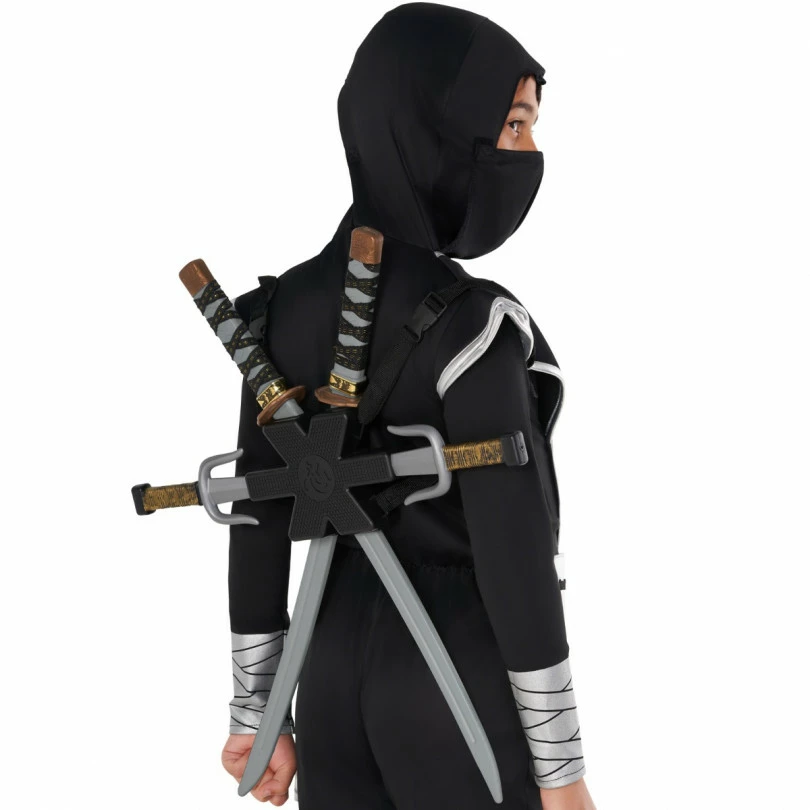 Kids Black And Silver Dragon Ninja Costume 5 Kids Black And Silver Dragon Ninja Costume - Image 3