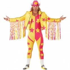 Mens Macho Man Randy Savage Yellow WWE Wrestler Costume -Morphsuits Sales Shop 8 8 887513059448.pt03