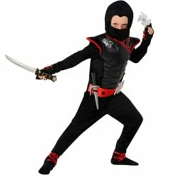 Kids Black And Red Deadly Ninja Costume