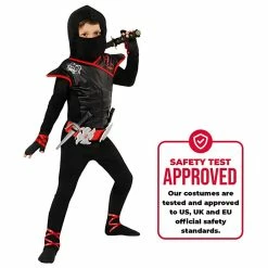 Kids Black And Red Deadly Ninja Costume -Morphsuits Sales Shop kids black and red ninja costume 5