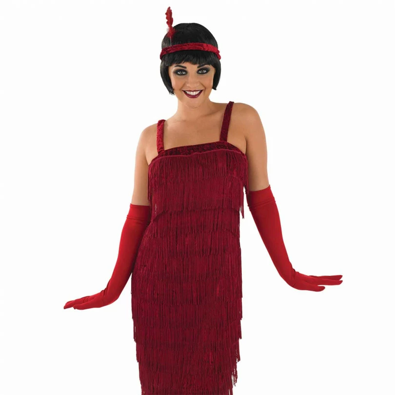 Womens 20s Red Flapper Dress Costume 5 Womens 20s Red Flapper Dress Costume - Image 3