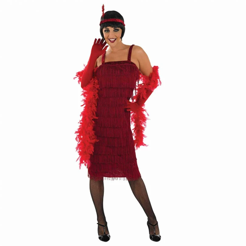 Womens 20s Red Flapper Dress Costume 4 Womens 20s Red Flapper Dress Costume - Image 2