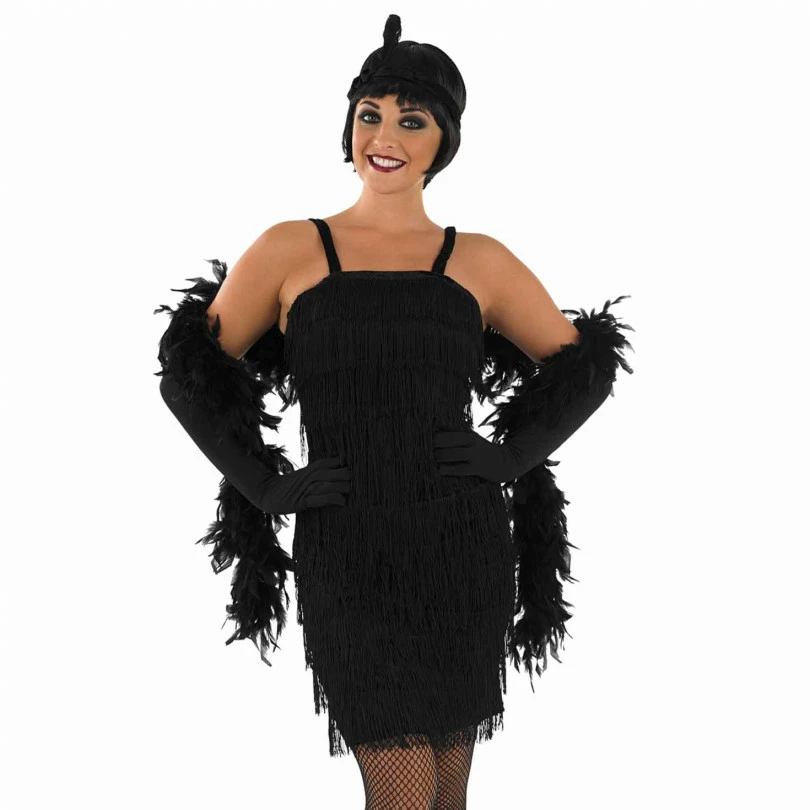 Womens 20s Black Flapper Dress Costume 5 Womens 20s Black Flapper Dress Costume - Image 3