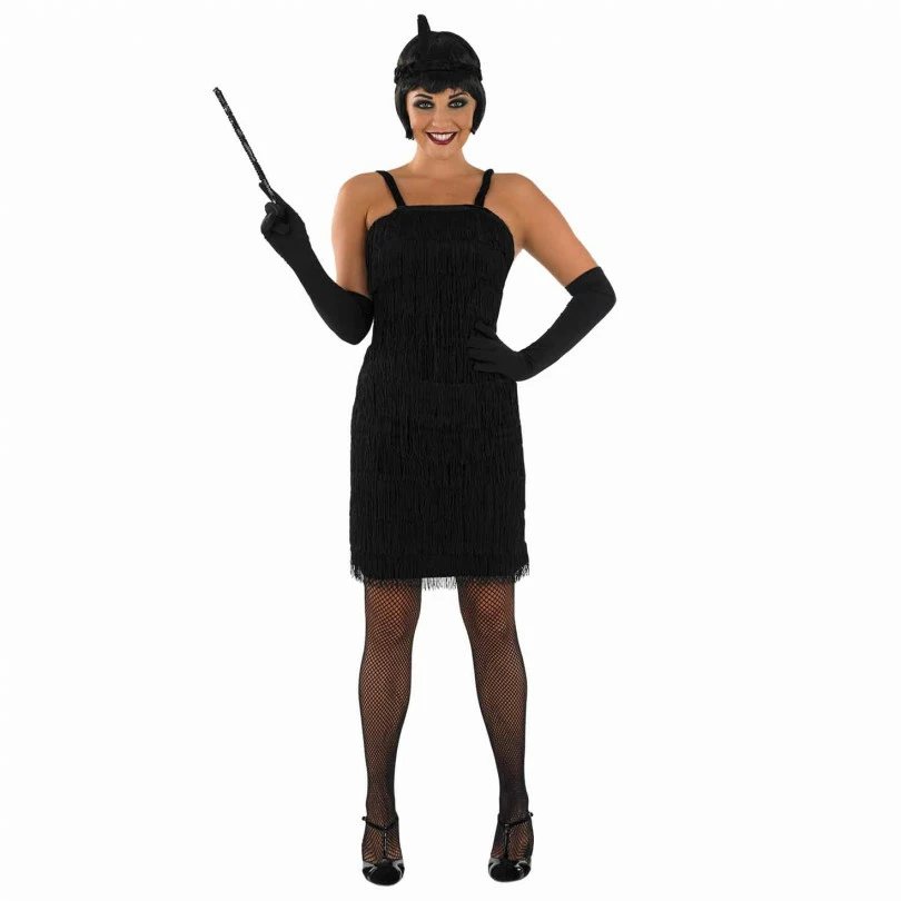 Womens 20s Black Flapper Dress Costume 4 Womens 20s Black Flapper Dress Costume - Image 2