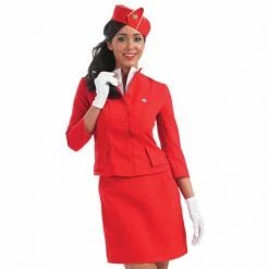 Womens Red Cabin Crew Costume -Morphsuits Sales Shop m1 3 0 3091 1