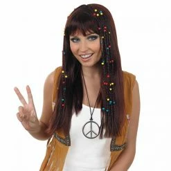 Long Brown Braided Hippie Wig