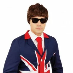 60s Brown Mod Wig & Glasses