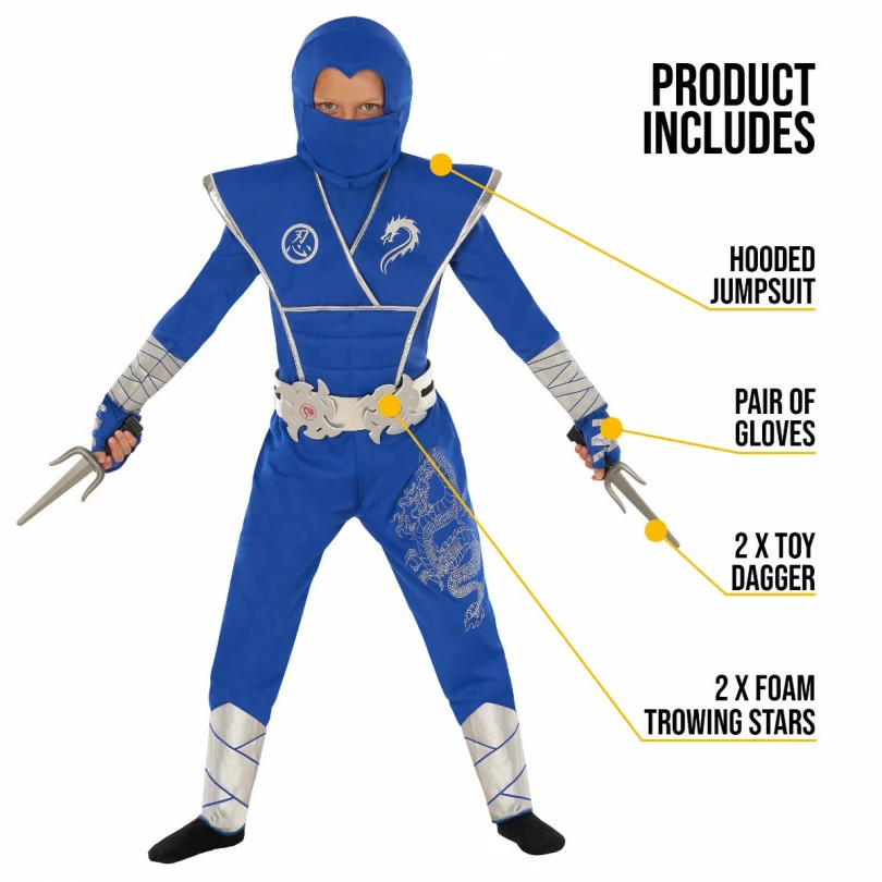 Kids Blue Dragon Ninja Costume 6 Kids Blue Dragon Ninja Costume - Image 4