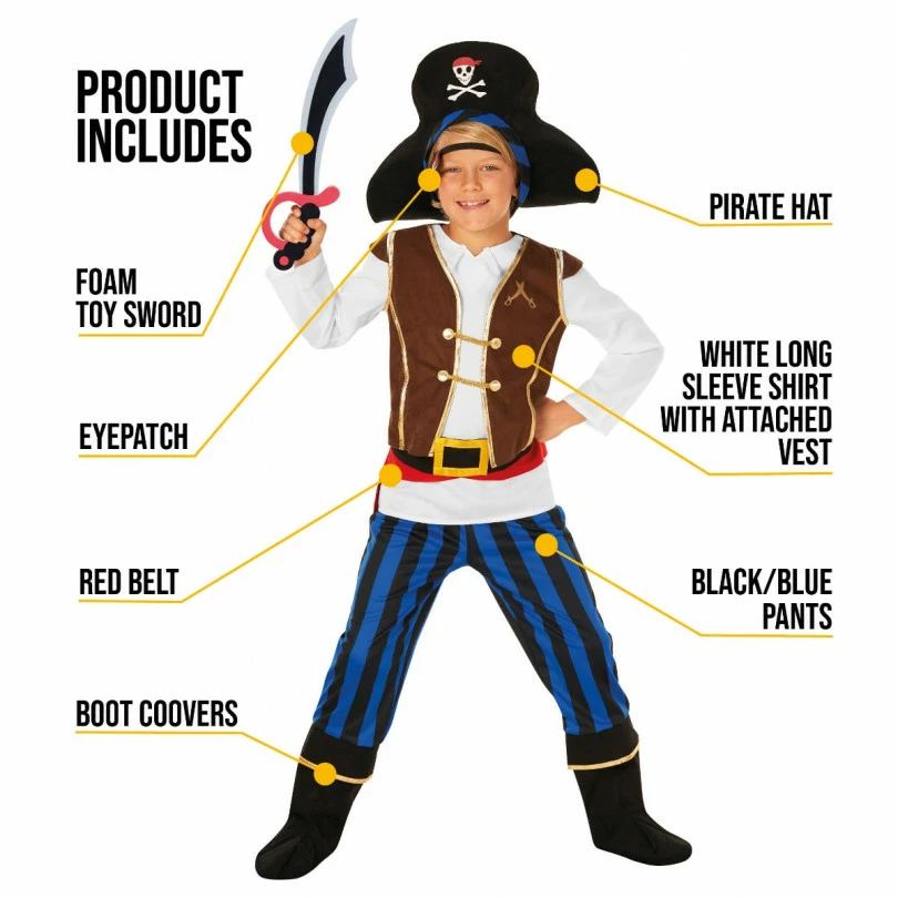 Kids Blue Stripe Pirate Costume 7 Kids Blue Stripe Pirate Costume - Image 5