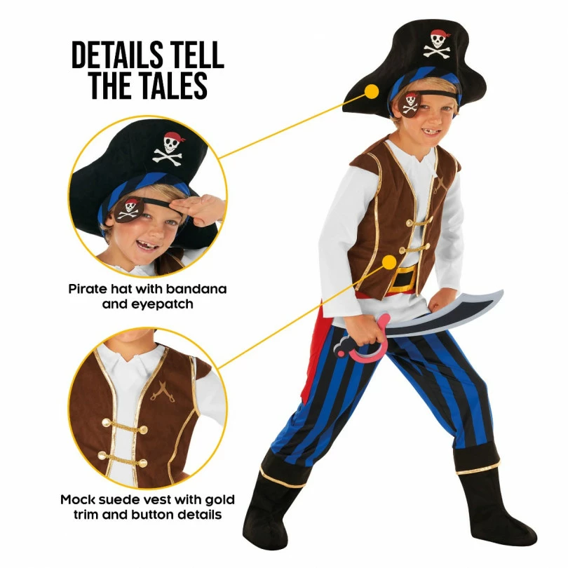 Kids Blue Stripe Pirate Costume 8 Kids Blue Stripe Pirate Costume - Image 6