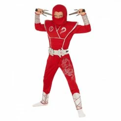 Kids Red Dragon Ninja Costume -Morphsuits Sales Shop mckrsdn red silver ninja 03