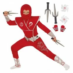 Kids Red Dragon Ninja Costume -Morphsuits Sales Shop mckrsdn red silver ninja feature