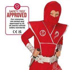 Kids Red Dragon Ninja Costume -Morphsuits Sales Shop mckrsdn red silver ninja feature3