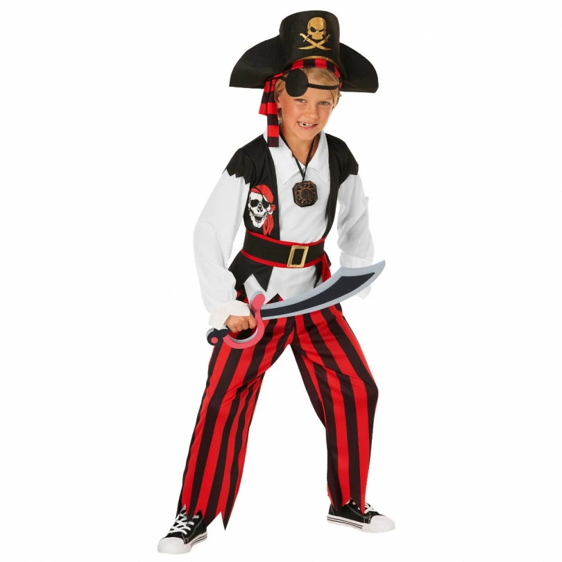 Kids Red Stripe Pirate Costume 4 Kids Red Stripe Pirate Costume - Image 2