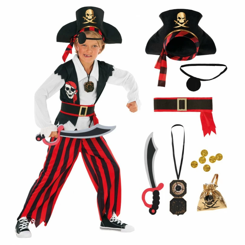 Kids Red Stripe Pirate Costume 6 Kids Red Stripe Pirate Costume - Image 4