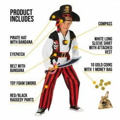 Kids Red Stripe Pirate Costume 14 Kids Red Stripe Pirate Costume -Morphsuits Sales Shop mckrsp pirate red kids feature 012