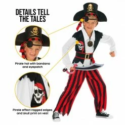 Kids Red Stripe Pirate Costume 15 Kids Red Stripe Pirate Costume -Morphsuits Sales Shop mckrsp pirate red kids feature 013