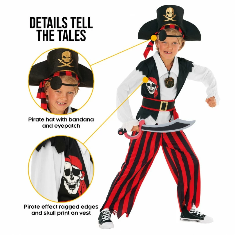 Kids Red Stripe Pirate Costume 8 Kids Red Stripe Pirate Costume - Image 6