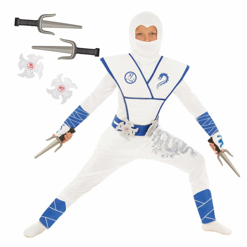 Kids White Dragon Ninja Costume 5 Kids White Dragon Ninja Costume - Image 3