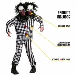 Mens Two Headed Clown Costume -Morphsuits Sales Shop mcmtcl two headed clown adult feature 0