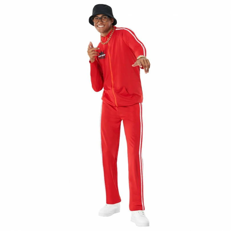 Mens Old School Rapper Red Tracksuit Costume 4 Mens Old School Rapper Red Tracksuit Costume - Image 2