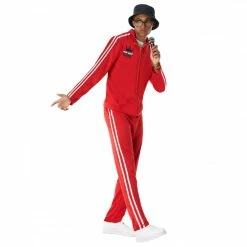 Mens Old School Rapper Red Tracksuit Costume 12 Mens Old School Rapper Red Tracksuit Costume -Morphsuits Sales Shop mcmtrr rapper red 03
