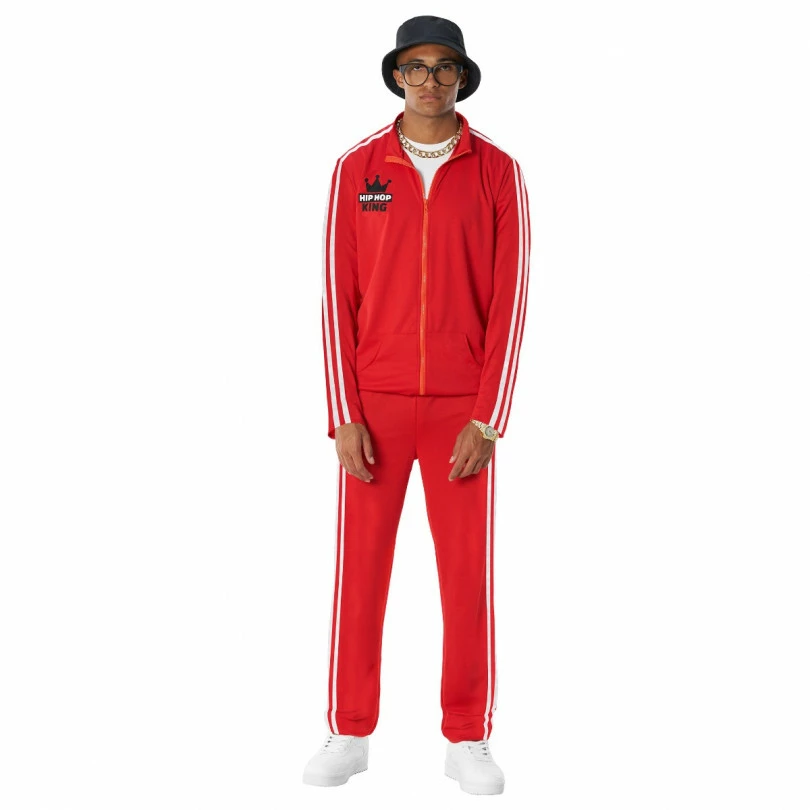 Mens Old School Rapper Red Tracksuit Costume 7 Mens Old School Rapper Red Tracksuit Costume - Image 5