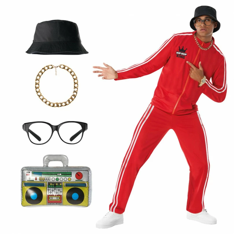 Mens Old School Rapper Red Tracksuit Costume 8 Mens Old School Rapper Red Tracksuit Costume - Image 6