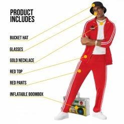 Mens Old School Rapper Red Tracksuit Costume 16 Mens Old School Rapper Red Tracksuit Costume -Morphsuits Sales Shop mcmtrr rapper red feature2
