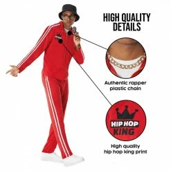 Mens Old School Rapper Red Tracksuit Costume 17 Mens Old School Rapper Red Tracksuit Costume -Morphsuits Sales Shop mcmtrr rapper red feature3
