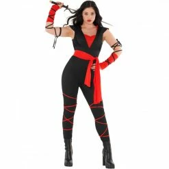 Women's Red Ninja Jumpsuit Costume -Morphsuits Sales Shop mcwrn red ninja costume secondary 02